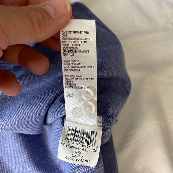 Black Brown 1826‎ Men's Blue Fitted Long Sleeve Button Up Dress Shirt Size XL - Picture 6 of 11